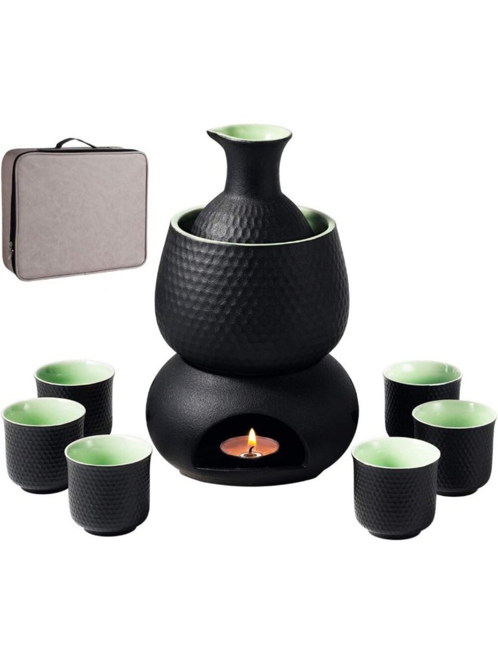 Elegant Japanese Sake Set with Warmer, Saki Cups & Carafe - Perfect Gift!